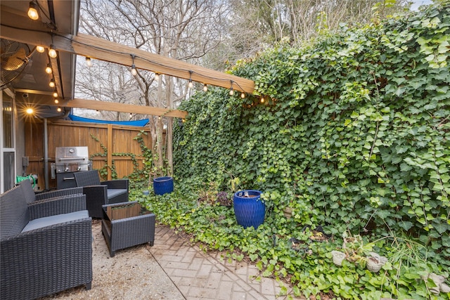 view of patio featuring grilling area and an outdoor living space