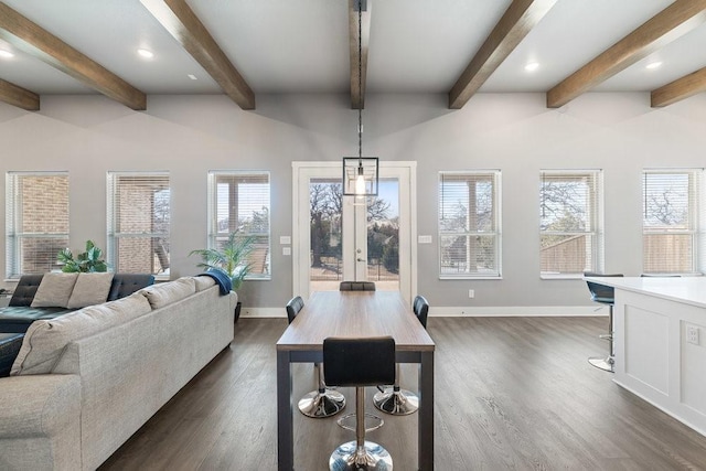 dining room with dark hardwood / wood-style floors and french doors