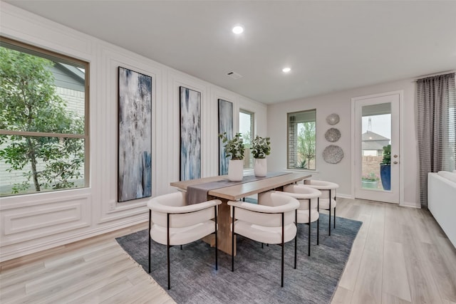 dining area featuring light hardwood / wood-style floors