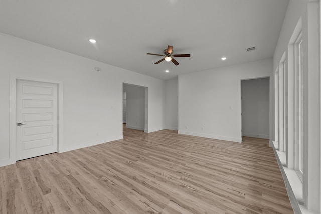 217 Rosemary Dr, Azle, TX 76020 - empty room with a ceiling fan, light wood finished floors, recessed lighting, and baseboards