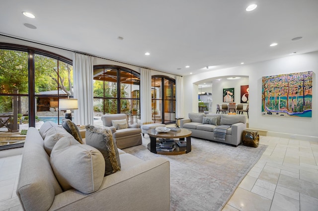 living room with plenty of natural light