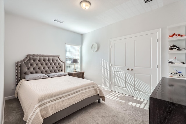 bedroom with a closet and carpet flooring