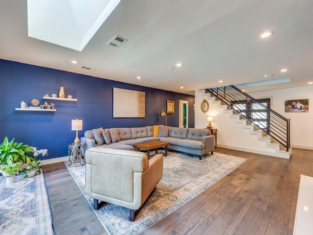 living room with wood-type flooring