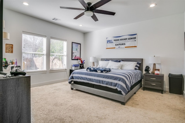 bedroom with carpet and ceiling fan