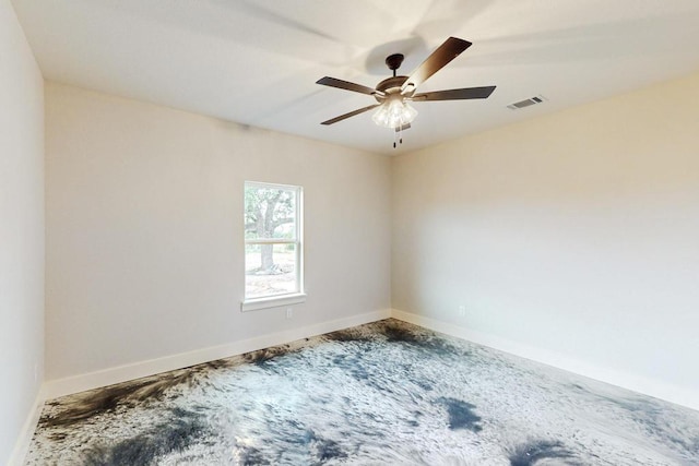 spare room featuring ceiling fan