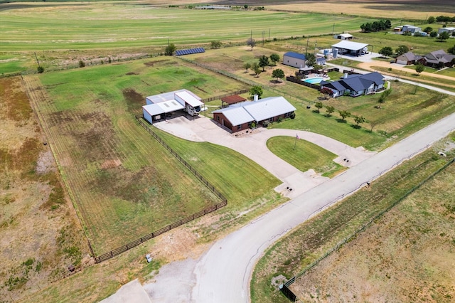 aerial view of sparsely populated area with a pastoral area