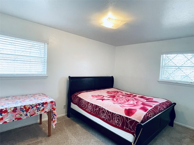 carpeted bedroom with multiple windows