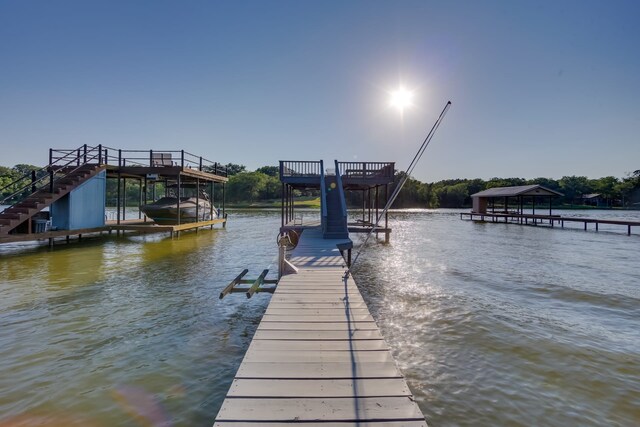 view of dock featuring a water view