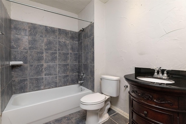 full bathroom featuring tile patterned flooring, shower / bathing tub combination, vanity, and toilet