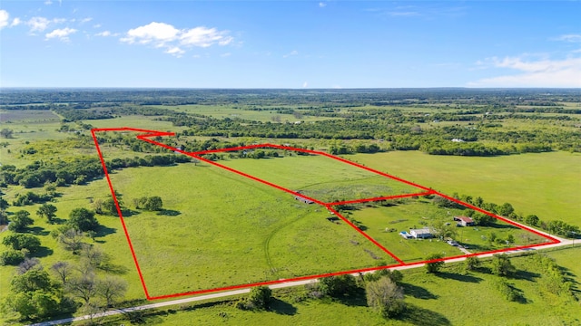 aerial view featuring a rural view