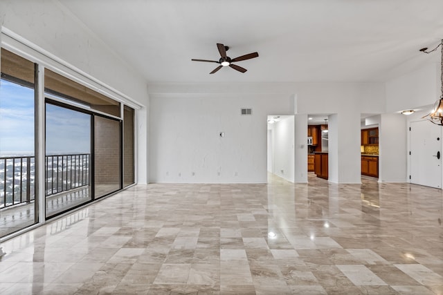 spare room with ceiling fan