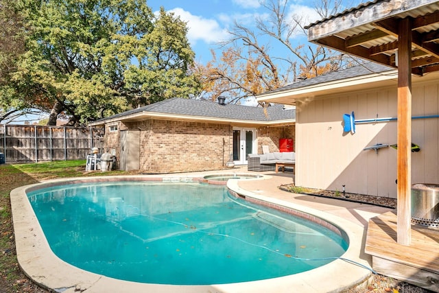 view of pool featuring an outdoor living space