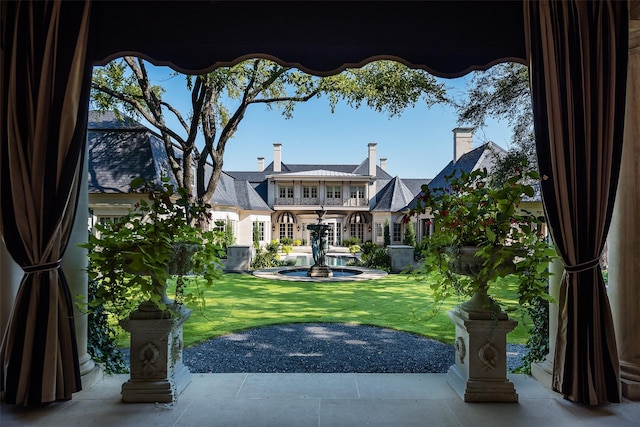 exterior space with a front lawn