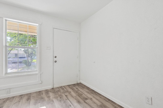 foyer entrance with light hardwood / wood-style floors