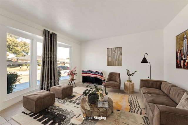 view of tiled living room