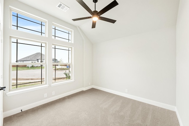1313 Wrenwood Ct, Red Oak, TX 75167 - unfurnished room featuring carpet flooring, baseboards, a ceiling fan, and vaulted ceiling