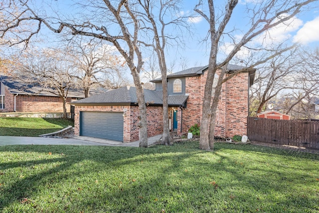 front of property with a front yard and a garage