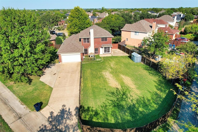 aerial view with a residential view