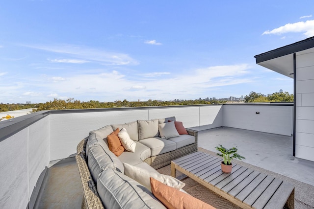 view of patio / terrace featuring a balcony and an outdoor hangout area