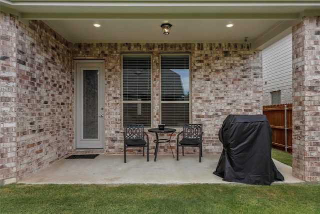 view of patio featuring area for grilling