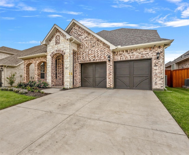 view of front of home with a garage and a front yard