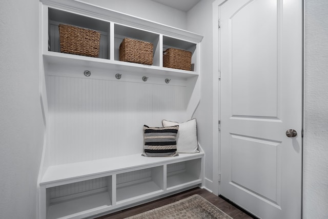 mudroom featuring dark hardwood / wood-style flooring