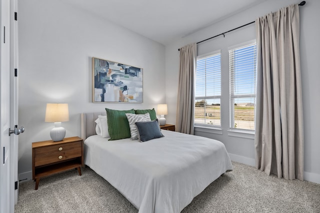 bedroom featuring multiple windows and carpet