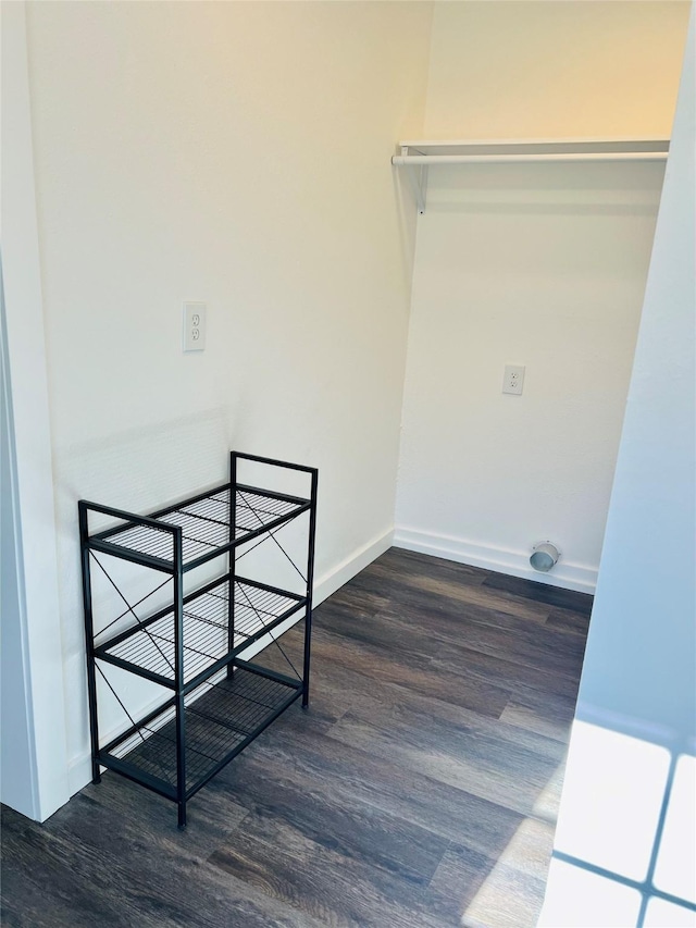 laundry area featuring dark hardwood / wood-style flooring