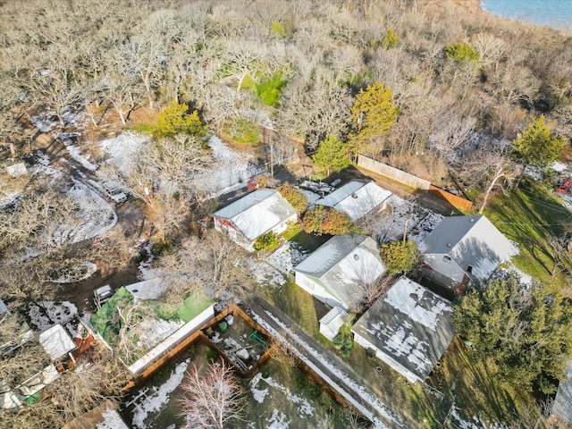 bird's eye view featuring a water view