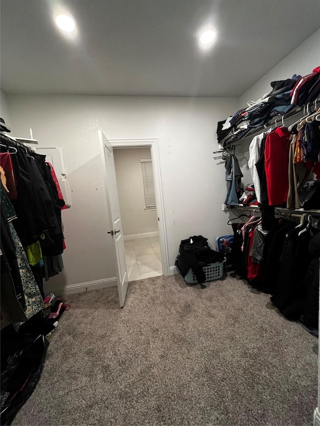 spacious closet with carpet floors