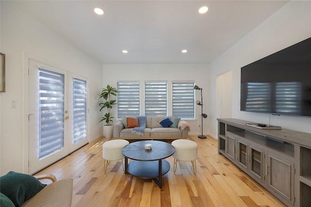 living room featuring light hardwood / wood-style flooring