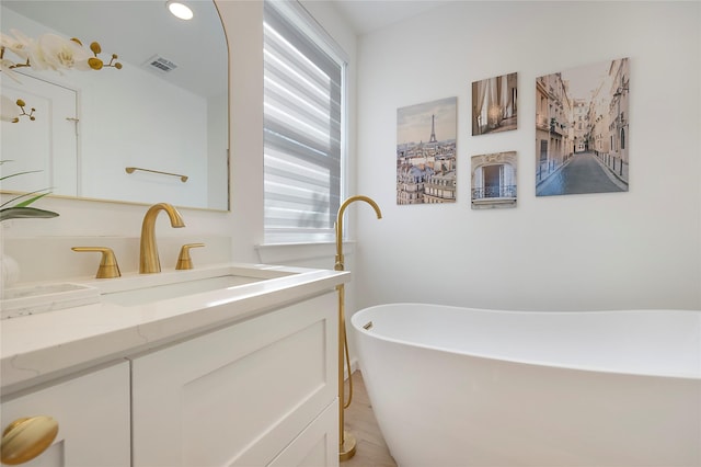 bathroom with a bathtub and vanity