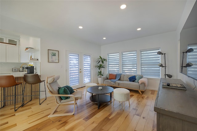 living room with light wood-type flooring