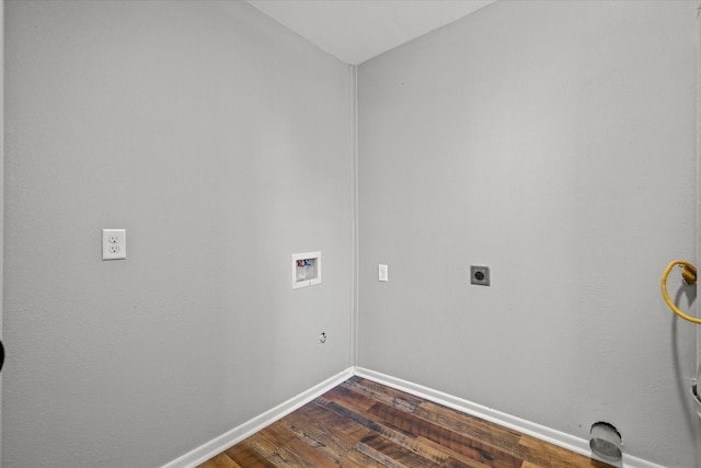 laundry area featuring electric dryer hookup, dark wood-type flooring, and hookup for a washing machine