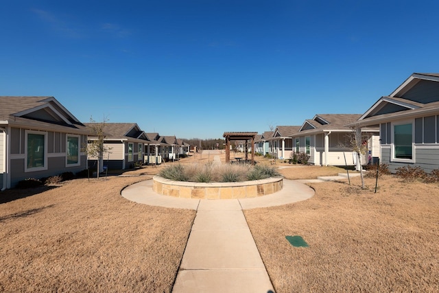 view of yard with a pergola