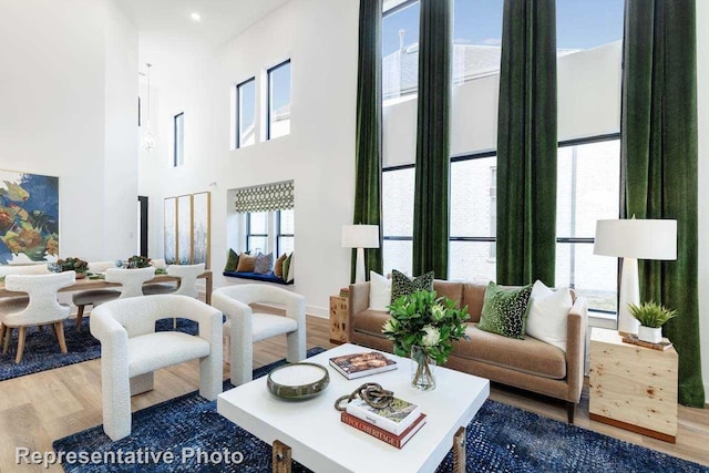 living room with hardwood / wood-style flooring