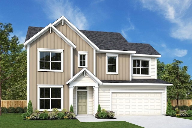 view of front facade featuring a garage and a front yard