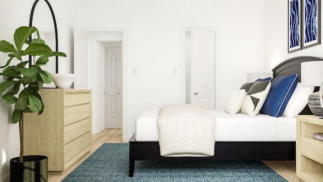 bedroom with light wood-type flooring