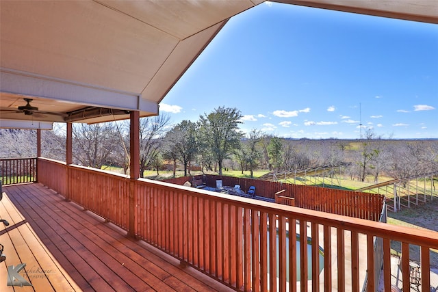 deck featuring ceiling fan