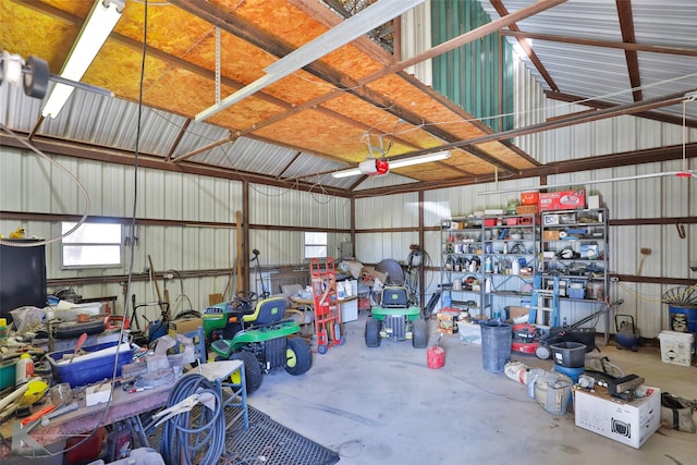 garage with a garage door opener