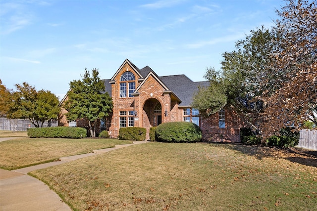 view of front of home featuring a front lawn