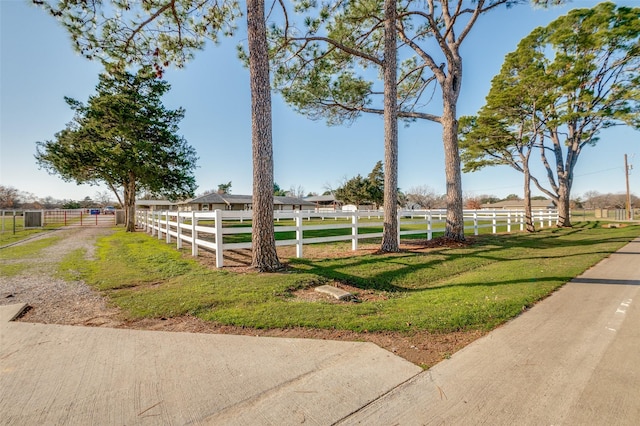 view of yard with a rural view