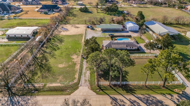 bird's eye view with a rural view