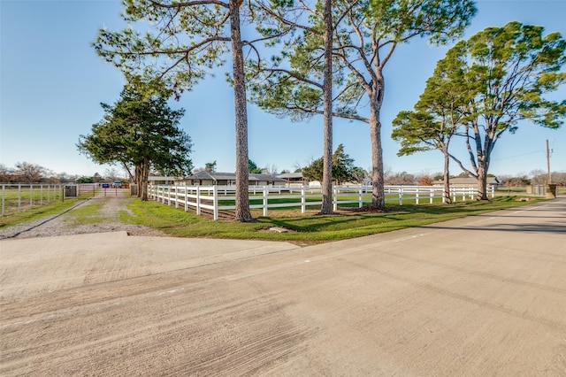 view of street with a rural view