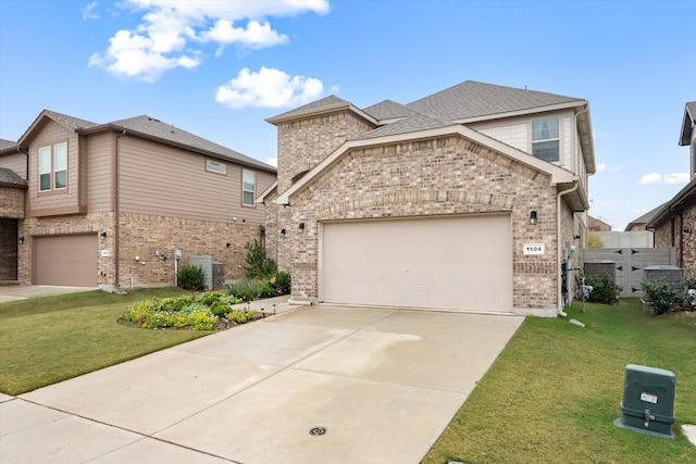 view of front of house featuring a front yard and central AC unit