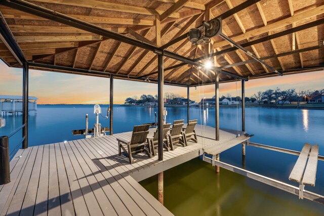 dock area with a water view