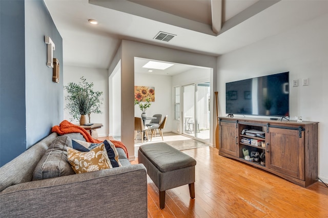 living room with hardwood / wood-style flooring