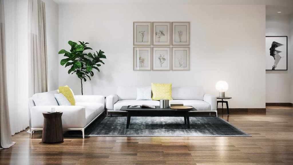 living area with dark hardwood / wood-style floors