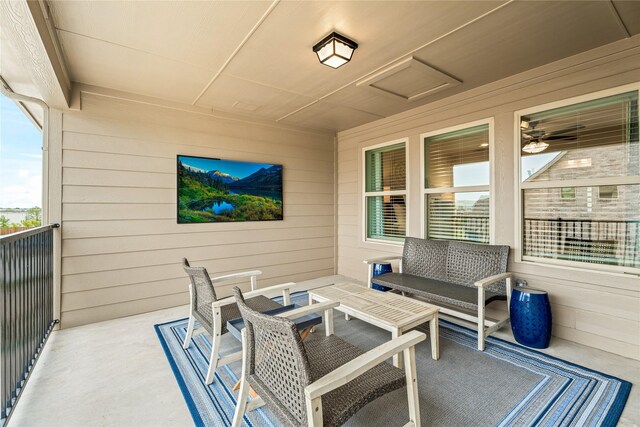 view of patio / terrace with outdoor lounge area and a balcony