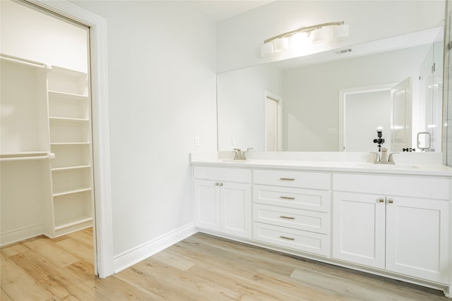 bathroom featuring vanity and hardwood / wood-style floors